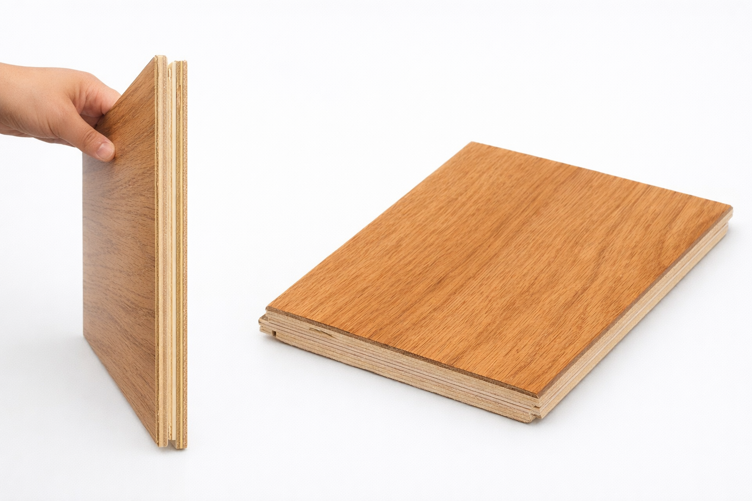 Engineered wood flooring surface finish and wood grain detail